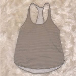 Lululemon Yogi Racerback - striped Stone/cream